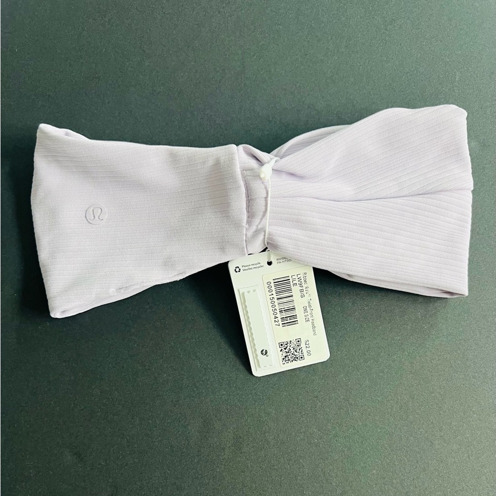 Lululemon NWT Ribbed Nulu twist front headband (bandeau) lavender one size - Picture 3 of 6